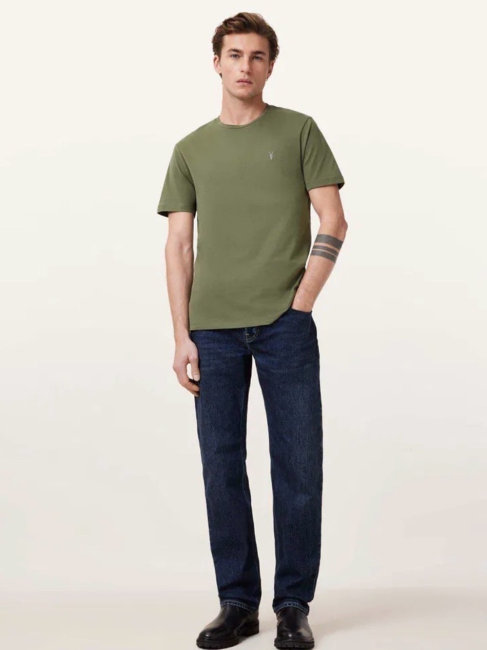 All Saints Khaki Men's Short Sleeve Tee